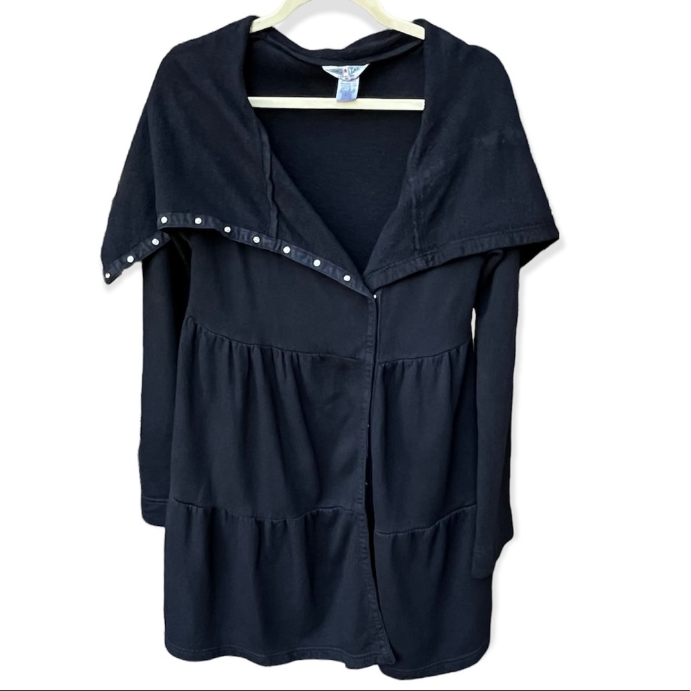 Hard Tail Forever Tiered Bamboo Cotton Jacket in Black Sz M